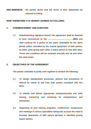 50+ SAMPLE Memorandum of Agreements in PDF | MS Word
