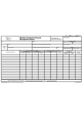 Monthly Contractor Financial Management Report