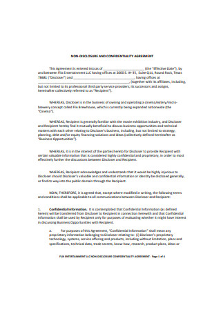 Mutual Non Disclosure Confidentiality Agreement Format