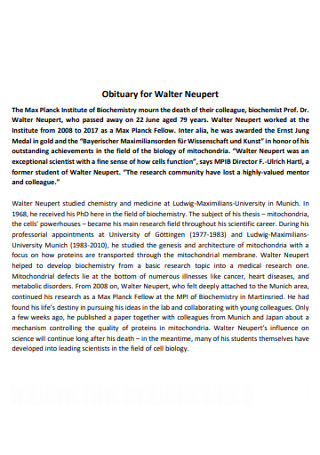 Obituary for Walter Neupert