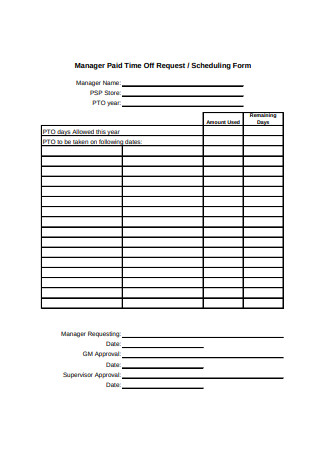 Paid Time Off Request Scheduling Form