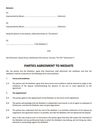 Parties Meditation Agreement