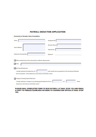 Payroll Deduction Application Format