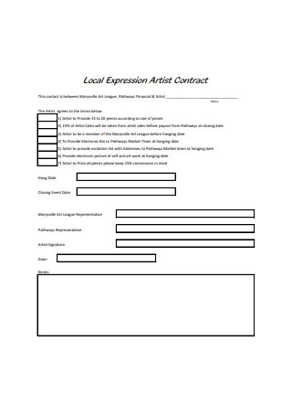 Printable Artist Contract Example