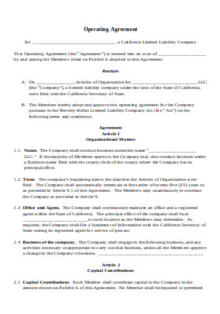 Printable Operating Agreement