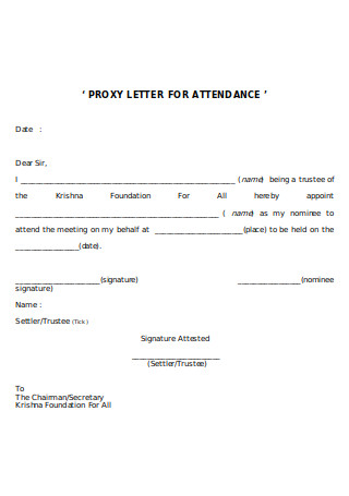 Proxy Letter for Attendance