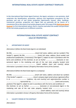 Real Estate Agent Contract Template