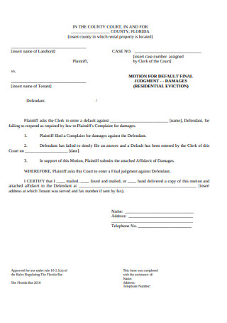 Residential Eviction Final Judgment Notice Form