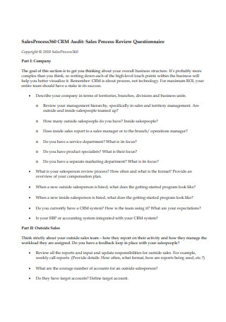 Sales Process Review Questionnaire