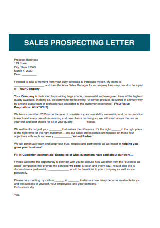 Sales Prospecting Letter