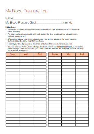 Sample Blood Pressure Log