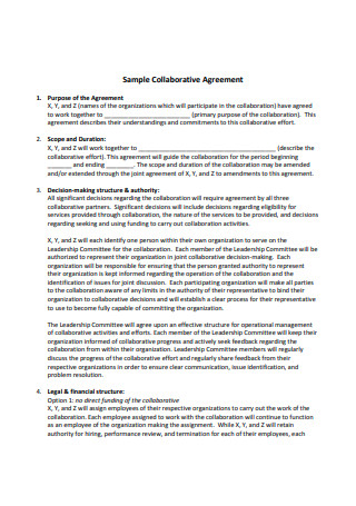 Sample Collaborative Agreement Form