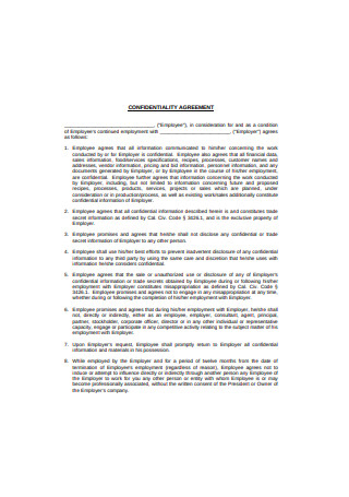 Sample Confidentiality Agreement Format