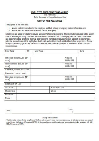 Sample Emergency Information Form