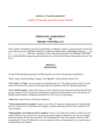 Sample LLC Operating Agreement