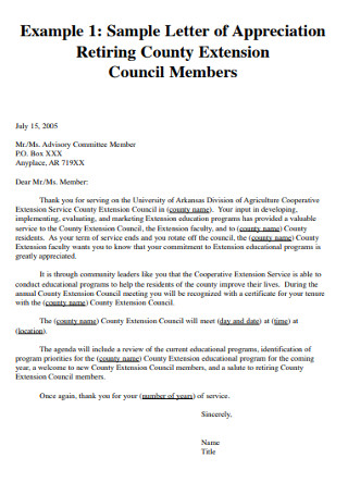 Sample Letter of Appreciation Council Members