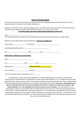 Sample Letter of Authorization Format