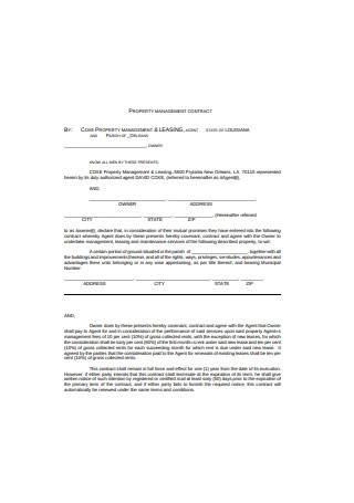 Sample Property Management Contract Example