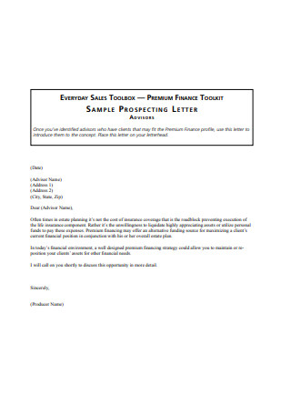 Sample Prospecting Sales Letter