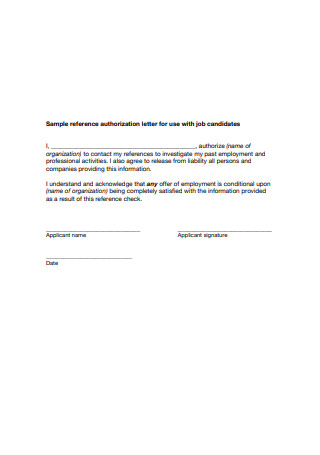 Sample Reference Authorization Letter Template