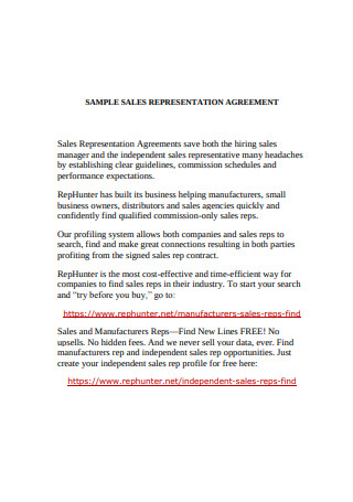 Sample Sales Representation Agreement