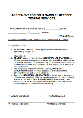Sample Split Testing Service Agreement