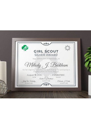 Scout Silver Award Certificate