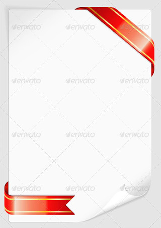 Sheet of white paper with Ribbon