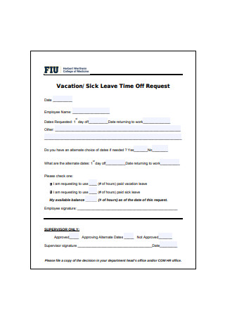 Sick Leave Time Off Request Form