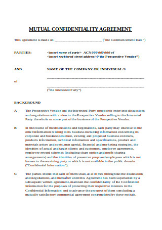 Simple Mutual Confidentiality Agreement