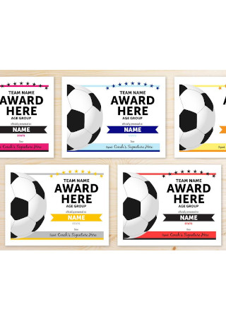 Soccer Award Certificate