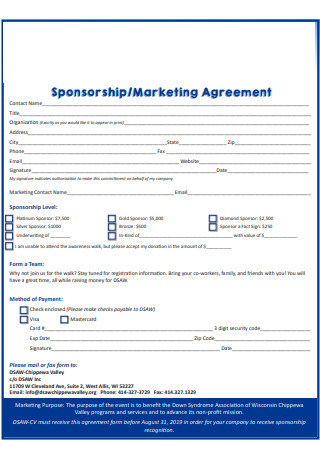 Sponsorship Marketing Agreement