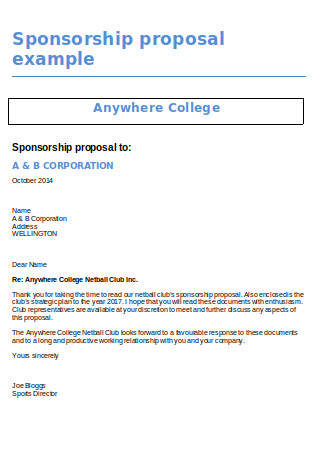Sponsorship Proposal Example