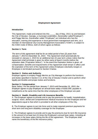 Standard Employee Agreement