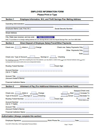 Standard Employee Information Form