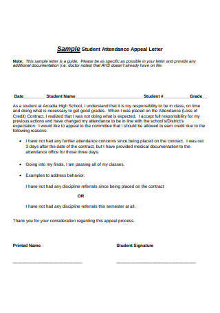 Student Attendance Appeal Letter