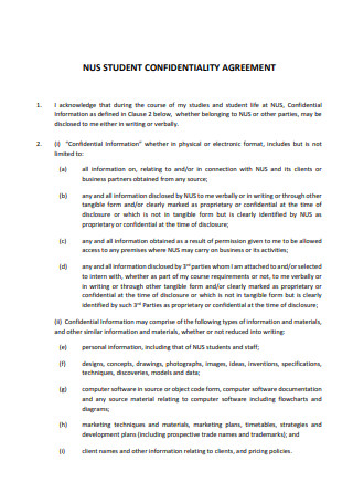 Student Confidentiality Agreement
