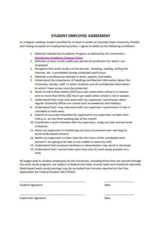 Student Employee Agreement