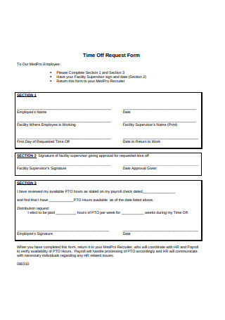 Time Off Request Form Example