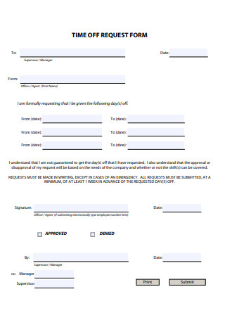 Time Off Request Form Sample