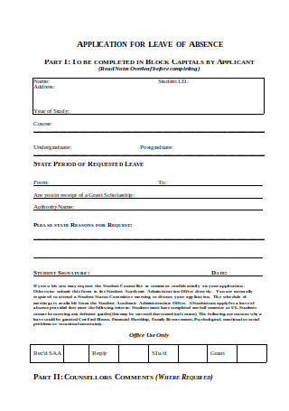 Application Form for Leave of Absence