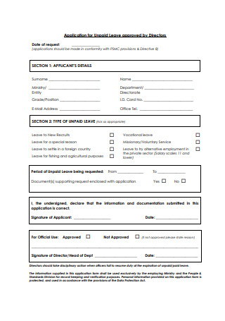 Application for Unpaid Leave Format