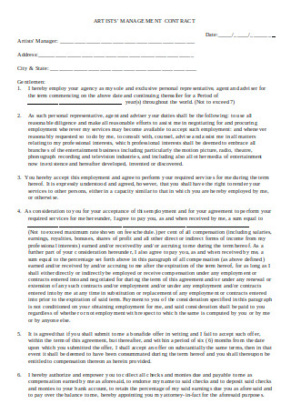 Artists Management Contract1