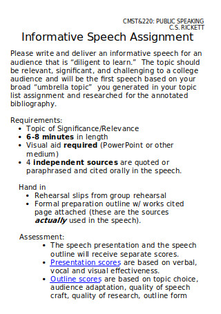 Basic Informative Speech Assignment