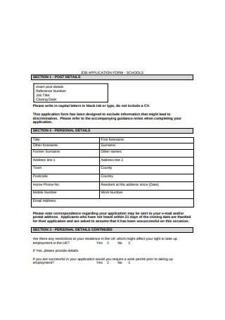 Basic Job Application Form Example