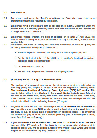 Basic Paternity Leave Policy Format