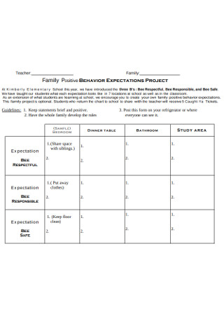 Behavior Expectation Project Chart Template