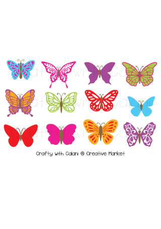 Butterfly Clipart in Candy Color