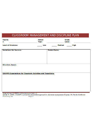 CLassroom Management and Discipline Plan