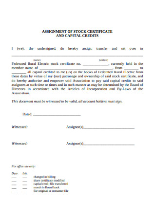 Capital Credits and Stock Certificates